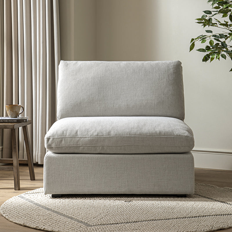 Lutyens Light Grey Linen Blend Modular Sofa, Armless Seat