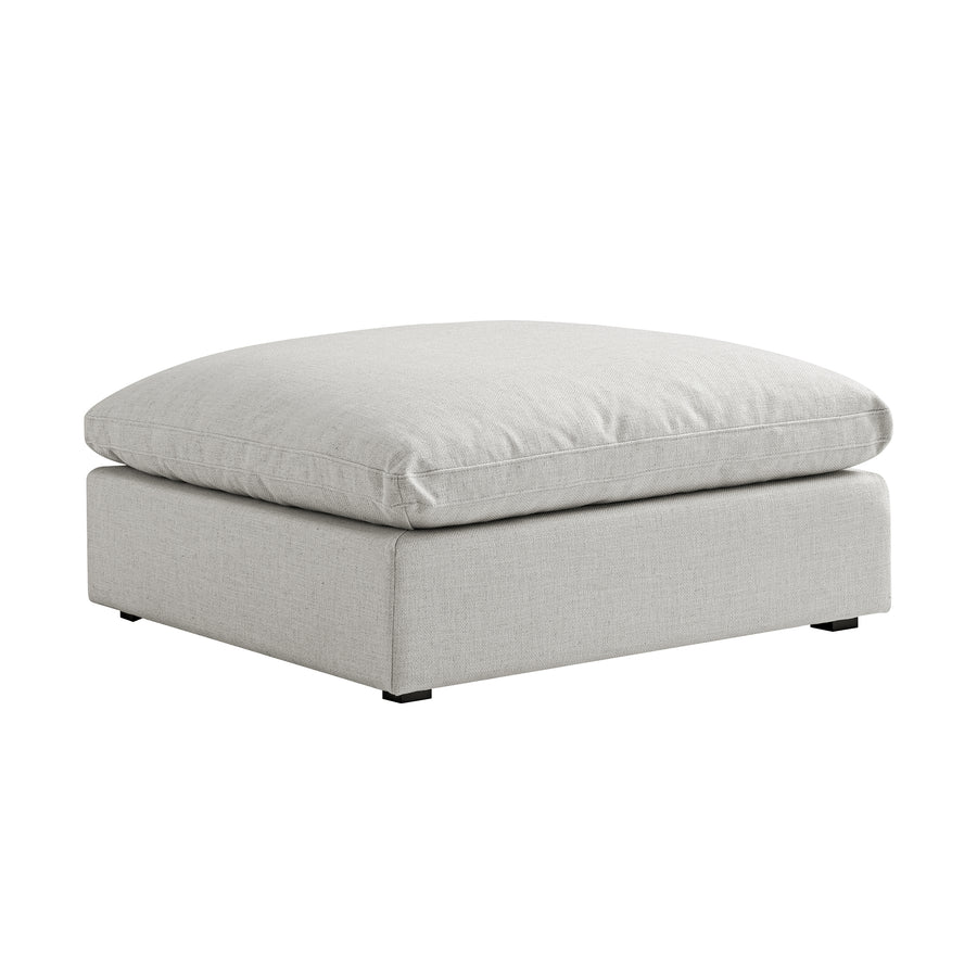 Lutyens Light Grey Linen Blend Modular Sofa, Stool
