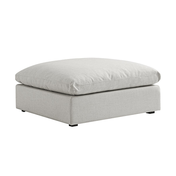 Lutyens Light Grey Linen Blend Modular Sofa, Stool