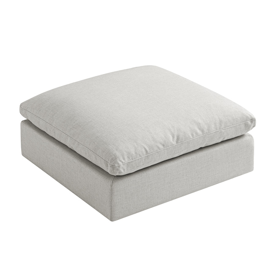 Lutyens Light Grey Linen Blend Modular Sofa, Stool
