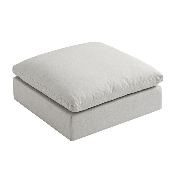 Lutyens Light Grey Linen Blend Modular Sofa, Stool