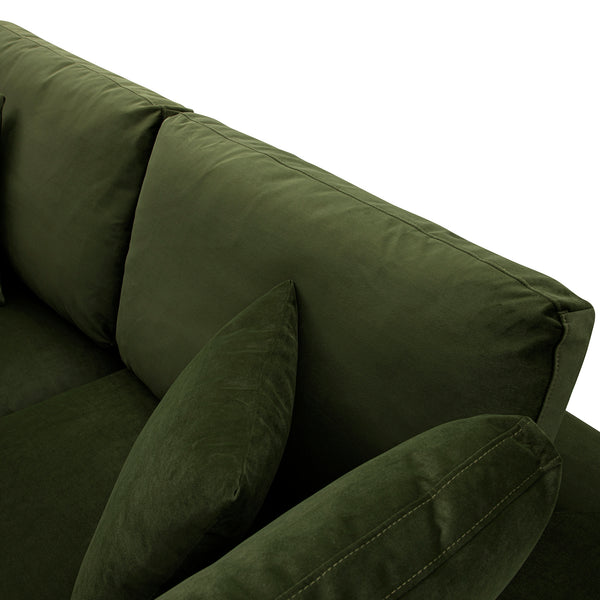 Lutyens Moss Green Velvet Modular Sofa, 2-Piece Chaise