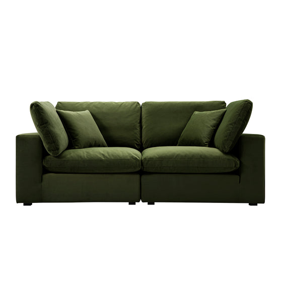 Lutyens Moss Green Velvet Modular Sofa, 2-Piece