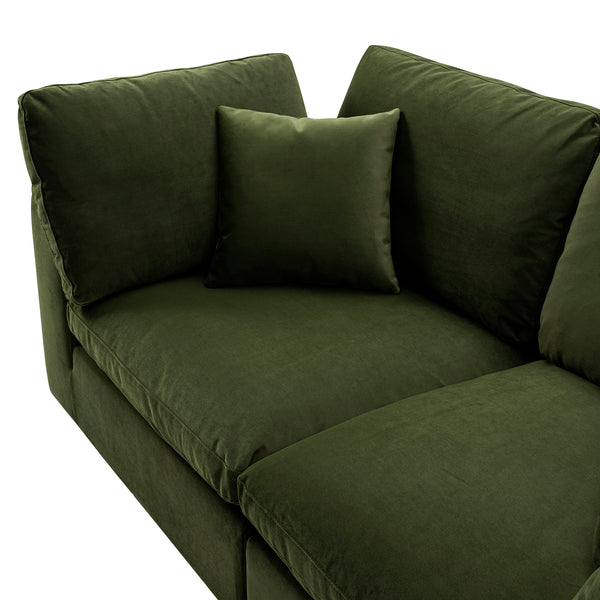 Lutyens Moss Green Velvet Modular Sofa, 2-Piece