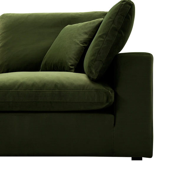 Lutyens Moss Green Velvet Modular Sofa, 2-Piece