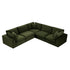 Lutyens Moss Green Velvet Modular Sofa, 5 - Piece Corner Set - daals