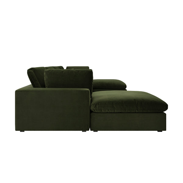 Lutyens Moss Green Velvet Modular Sofa, 6-Piece U-Shape Set