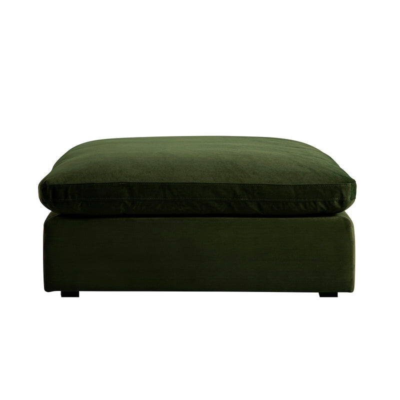Lutyens Moss Green Velvet Modular Sofa, Stool - daals
