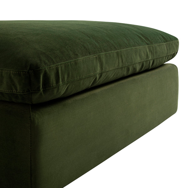 Lutyens Moss Green Velvet Modular Sofa, Stool