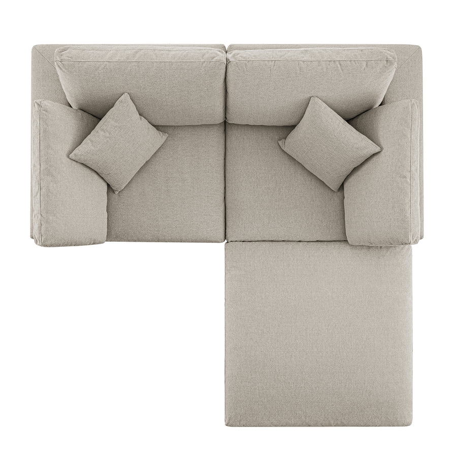 Lutyens Oatmeal Weave Fabric Modular Sofa, 2-Piece Chaise