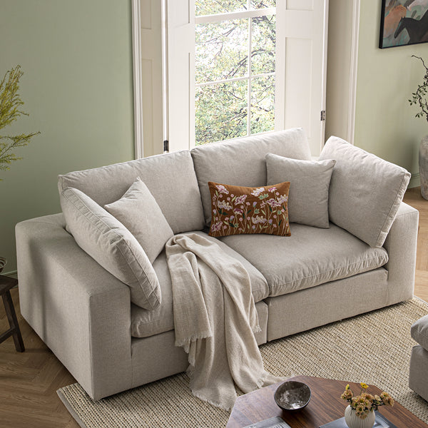 Lutyens Oatmeal Weave Fabric Modular Sofa, 2-Piece