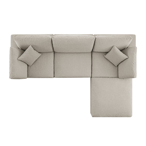 Lutyens Oatmeal Weave Fabric Modular Sofa, 3-Piece Chaise