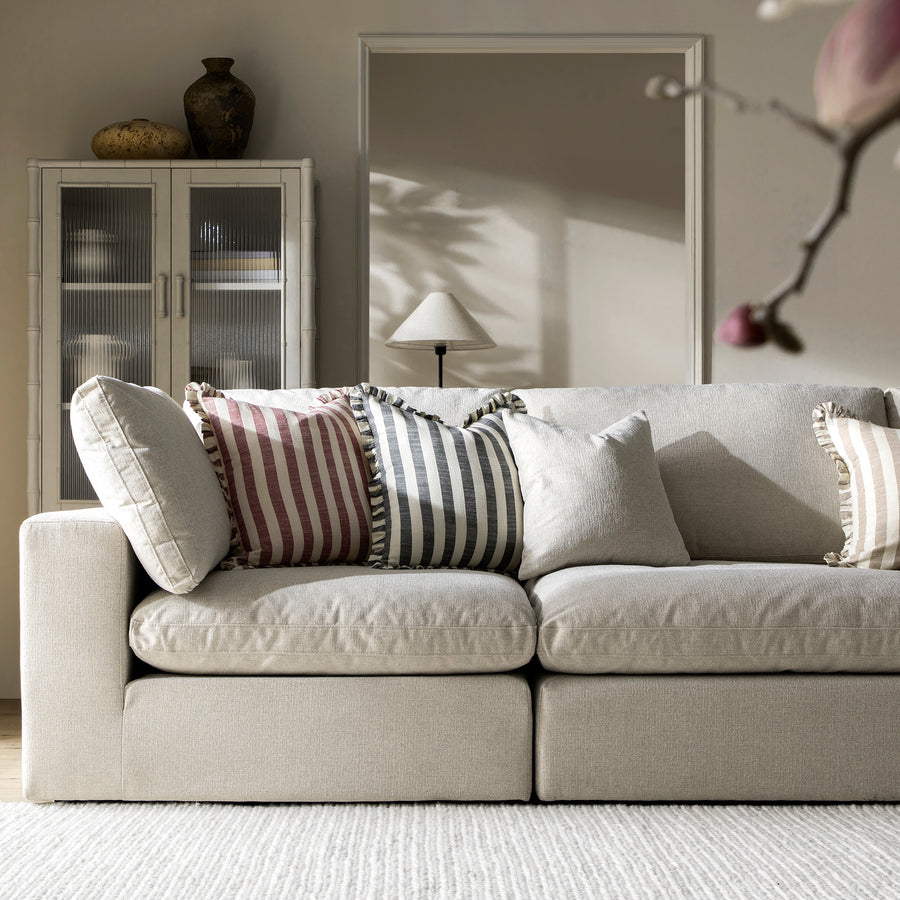 Lutyens Oatmeal Weave Fabric Modular Sofa, 3-Piece