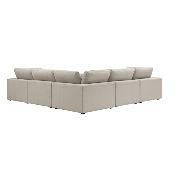 Lutyens Oatmeal Weave Fabric Blend Modular Sofa, 5-Piece Corner Set