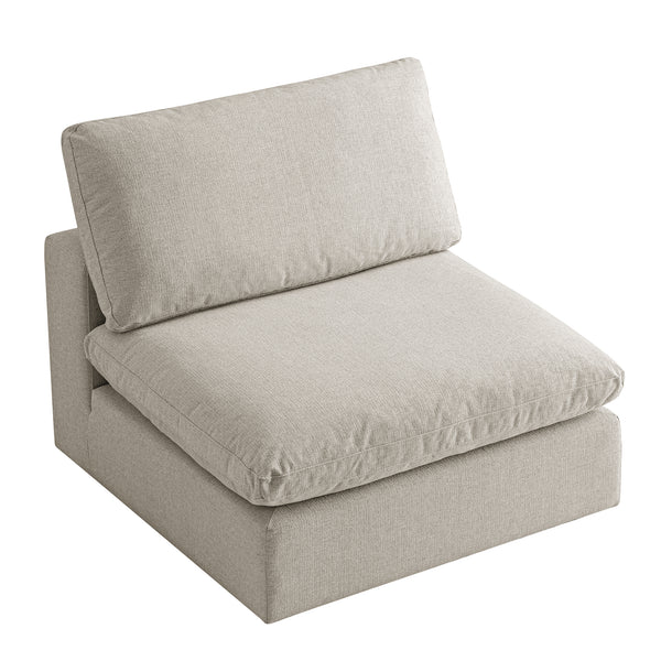 Lutyens Oatmeal Weave Fabric Modular Sofa, Armless Seat - daals