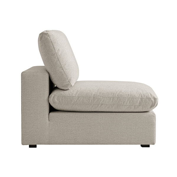Lutyens Oatmeal Weave Fabric Modular Sofa, Armless Seat - daals