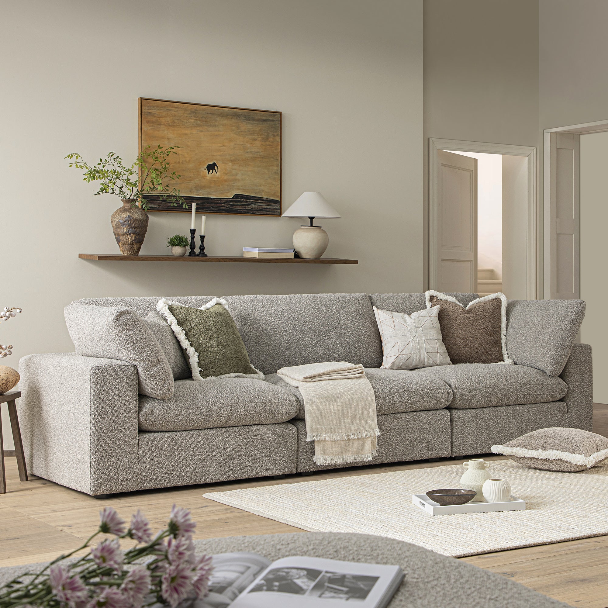 Lutyens Taupe Boucle Modular Sofa 3 Piece Daals Lutyens Taupe Boucle Modular Sofa 3 Piece Daals
