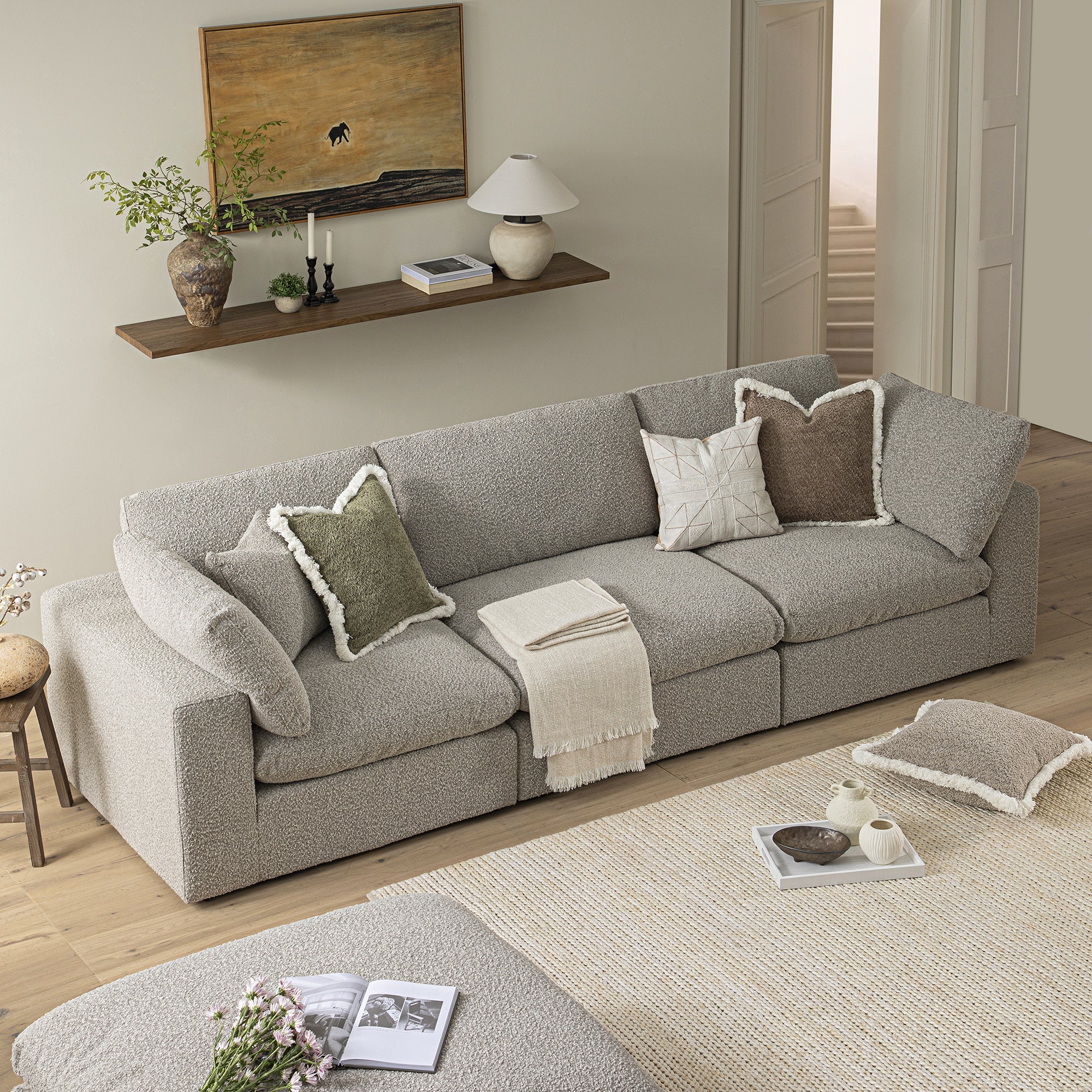 Lutyens Taupe Boucle Modular Sofa 3 Piece Daals Lutyens Taupe Boucle Modular Sofa 3 Piece Daals