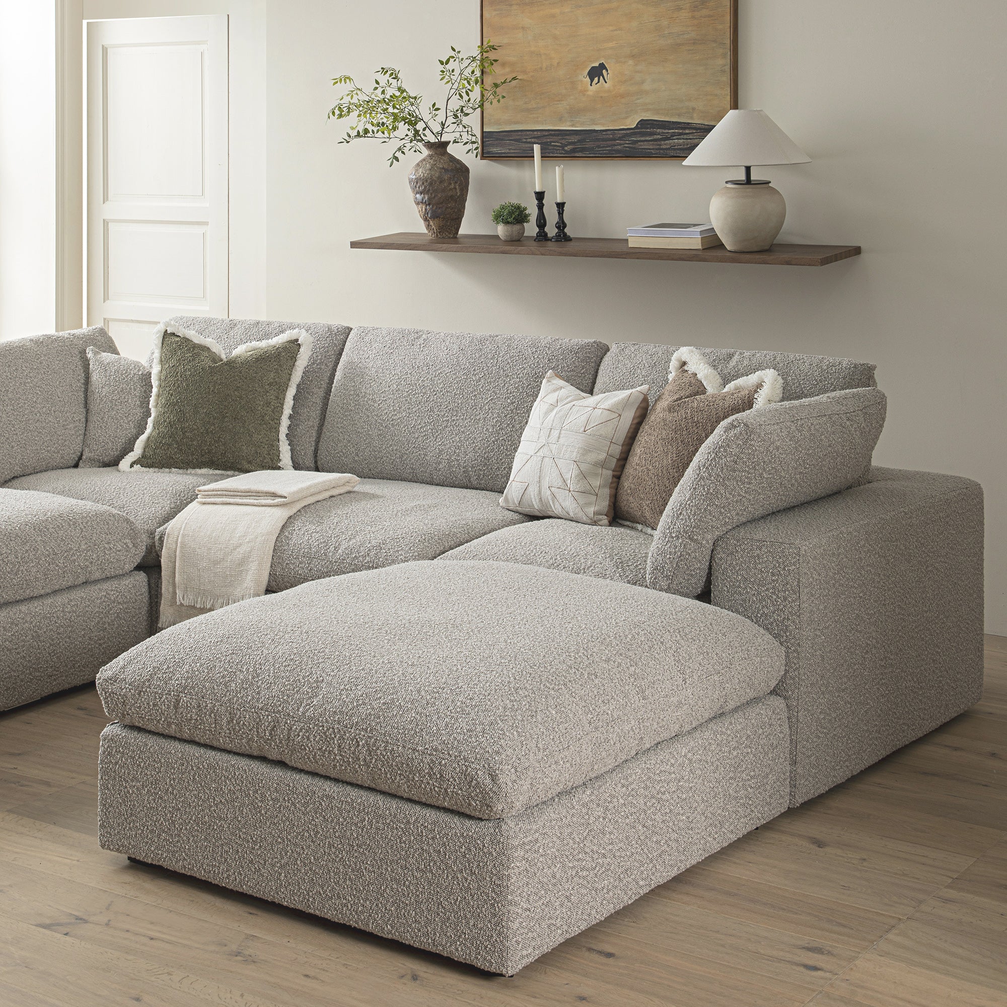 Lutyens Taupe Boucle Modular Sofa 5 Piece U Shape Set Daals Lutyens Taupe Boucle Modular Sofa 5 Piece U Shape Set Daals