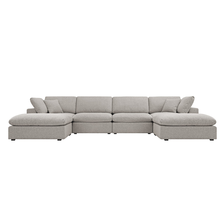 Lutyens Taupe Boucle Modular Sofa, 6-Piece U-Shape Set