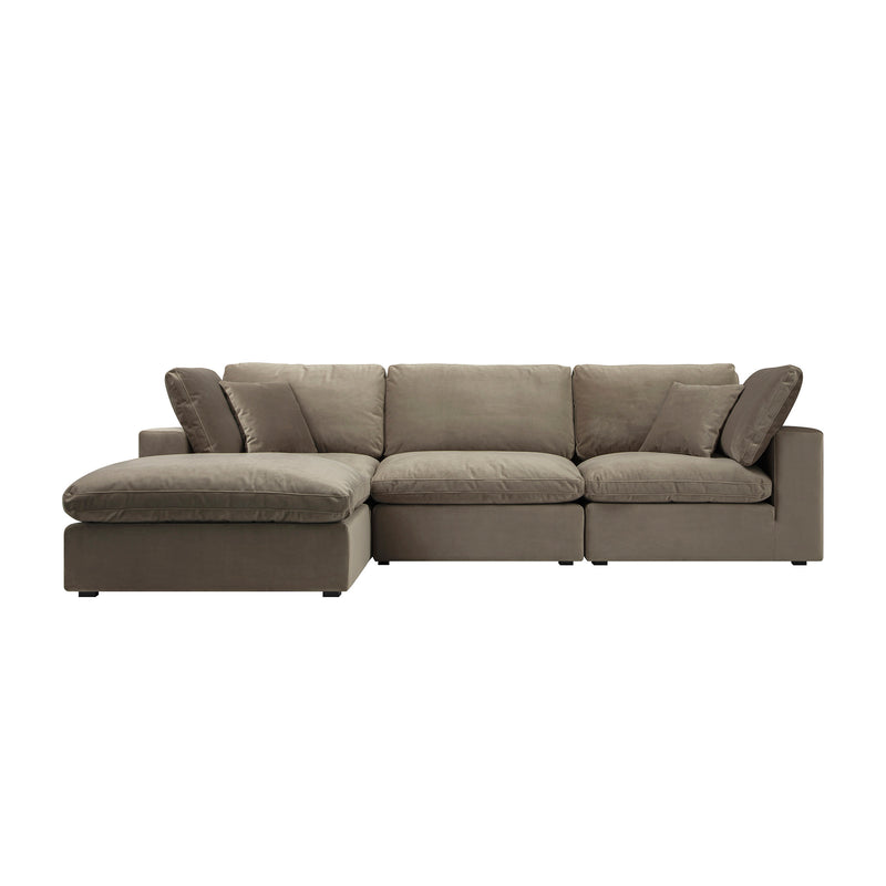 Lutyens Taupe Velvet Modular Sofa, 3 - Piece Chaise - daals