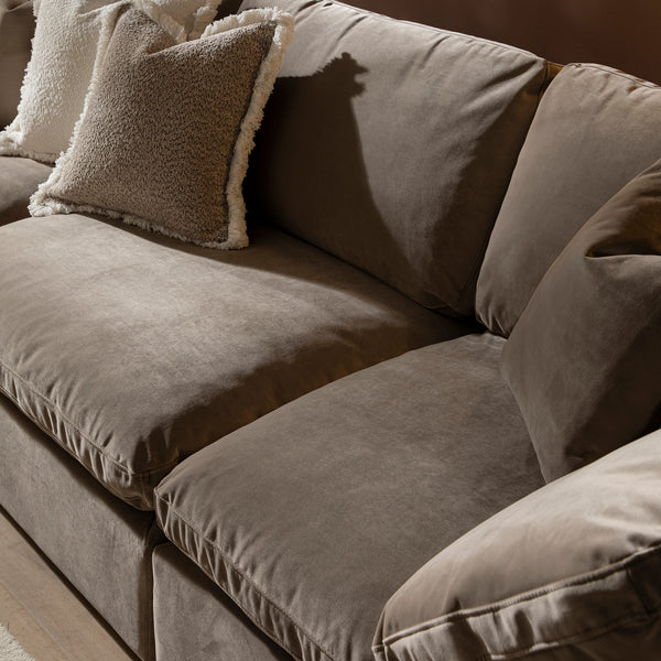 Lutyens Taupe Velvet Modular Sofa, 3-Piece