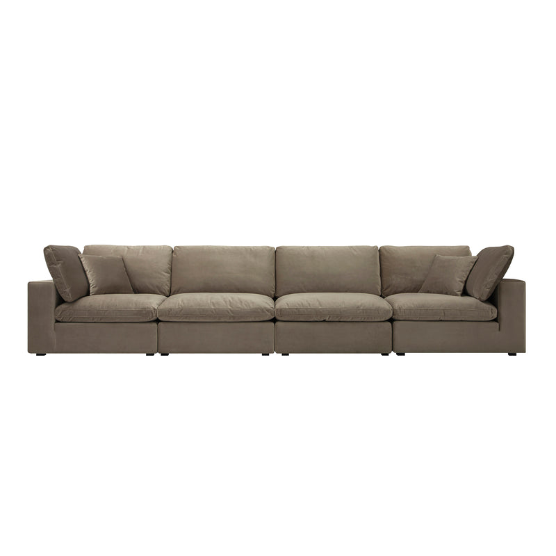 Lutyens Taupe Velvet Modular Sofa, 4 - Piece - daals