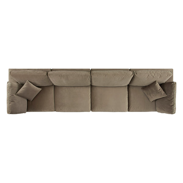 Lutyens Taupe Velvet Modular Sofa, 4-Piece