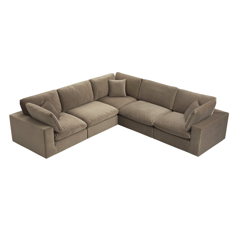 Lutyens Taupe Velvet Modular Sofa, 5 - Piece Corner Set - daals
