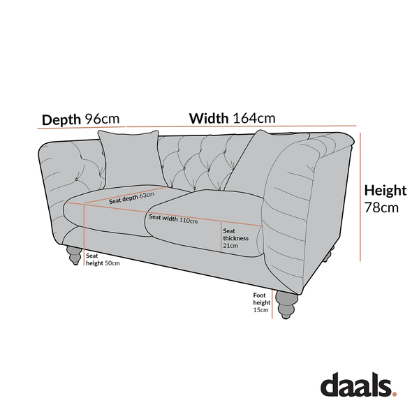 Ashby Chesterfield 2-Seater Sofa, Tan Faux Leather