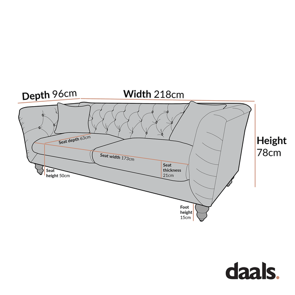 Ashby Chesterfield Large 3-Seater Sofa, Tan Faux Leather