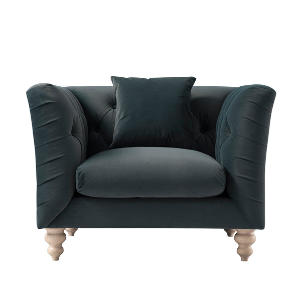 Ashby Chesterfield Armchair, Aegean Blue Velvet