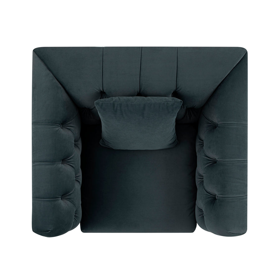 Ashby Chesterfield Armchair, Aegean Blue Velvet