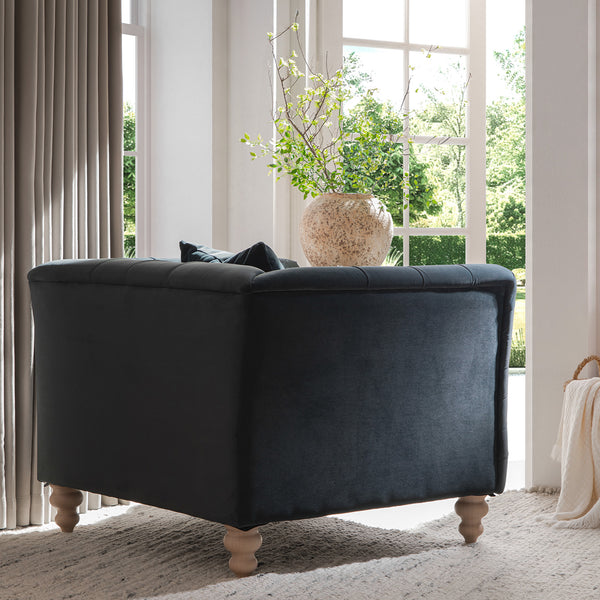 Ashby Chesterfield Armchair, Aegean Blue Velvet