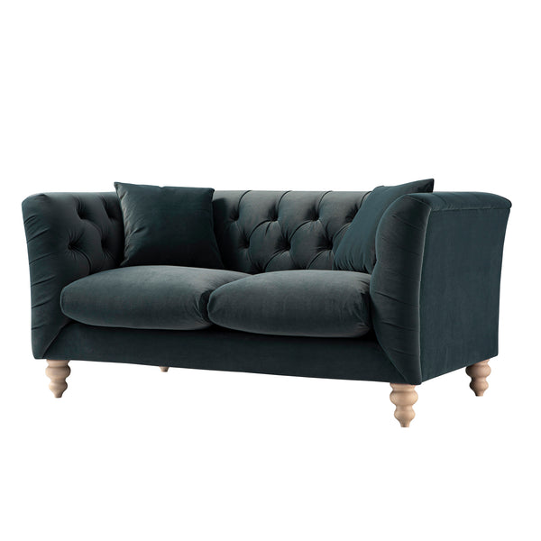 Ashby Chesterfield 2-Seater Sofa, Aegean Blue Velvet