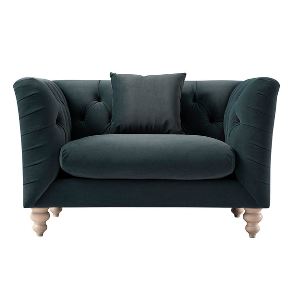 Ashby Chesterfield Loveseat, Aegean Blue Velvet