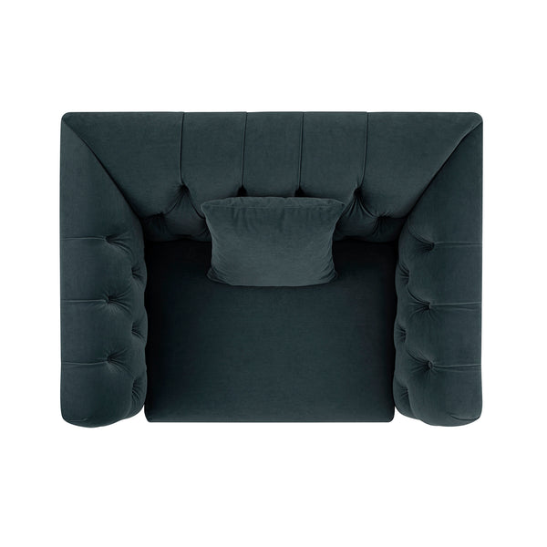 Ashby Chesterfield Loveseat, Aegean Blue Velvet