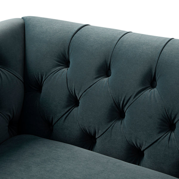 Ashby Chesterfield Loveseat, Aegean Blue Velvet