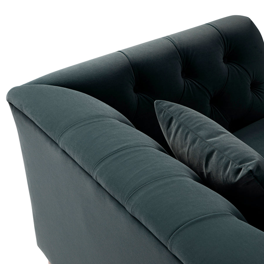 Ashby Chesterfield Loveseat, Aegean Blue Velvet