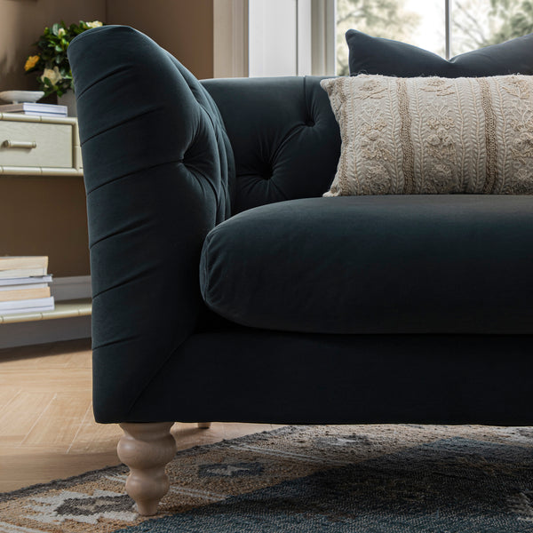 Ashby Chesterfield Loveseat, Aegean Blue Velvet