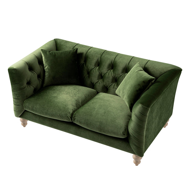 Ashby Chesterfield 2-Seater Sofa, Fern Green Velvet