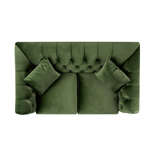 Ashby Chesterfield 2-Seater Sofa, Fern Green Velvet