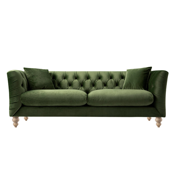 Ashby Chesterfield Large 3-Seater Sofa, Fern Green Velvet