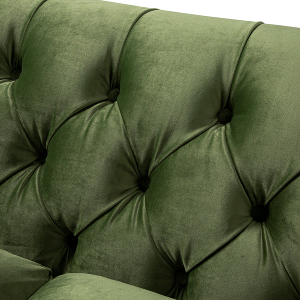 Ashby Chesterfield Large 3-Seater Sofa, Fern Green Velvet