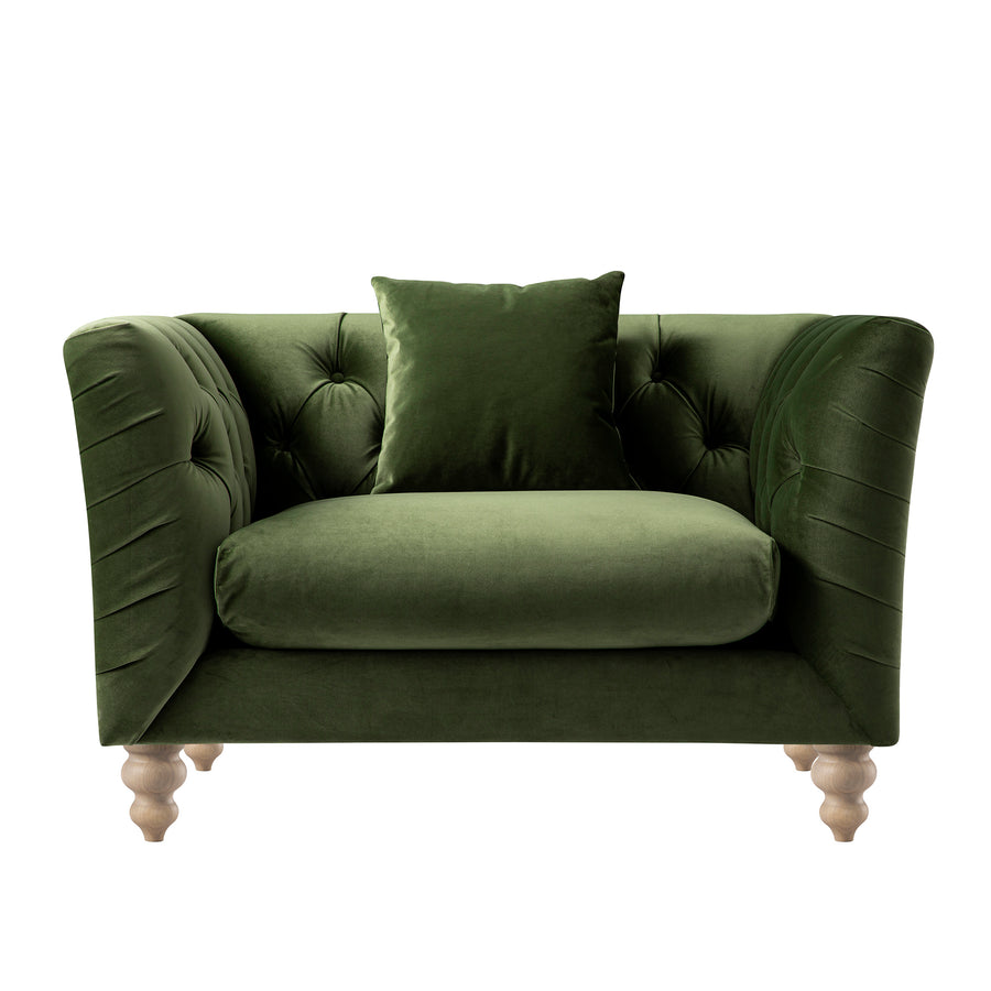 Ashby Chesterfield Loveseat, Fern Green Velvet - daals