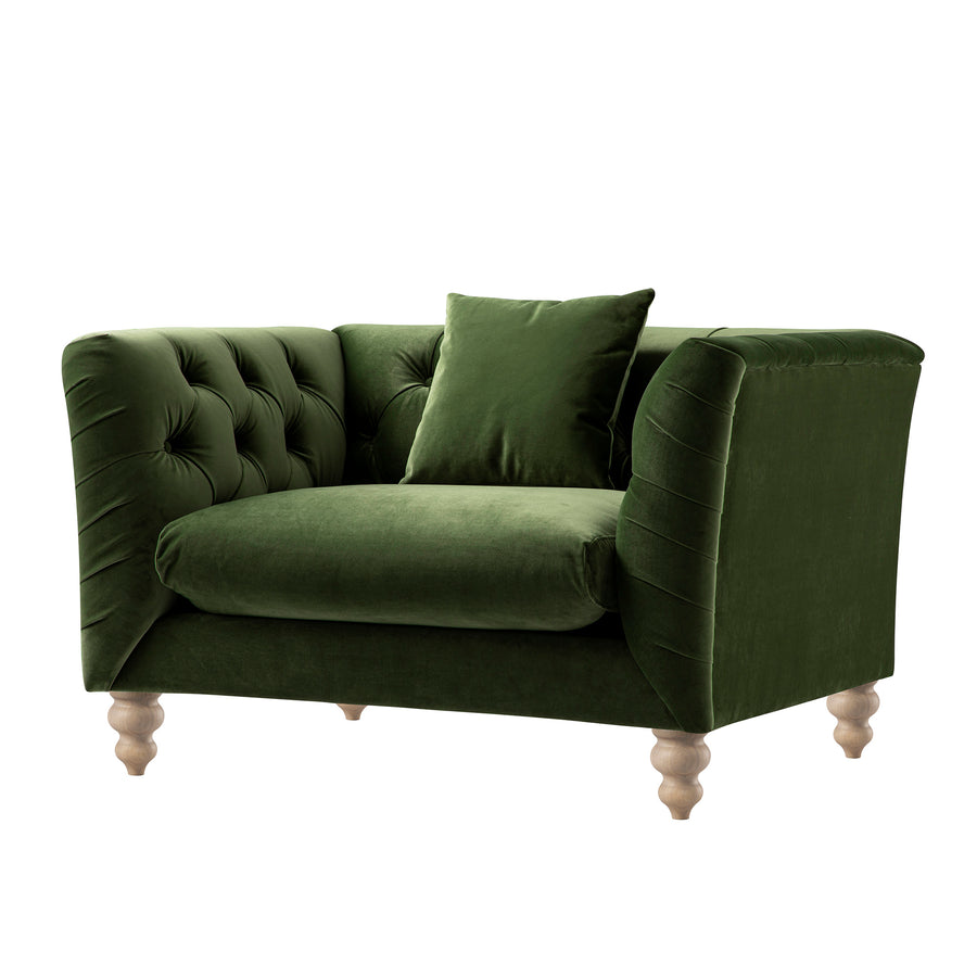 Ashby Chesterfield Loveseat, Fern Green Velvet - daals
