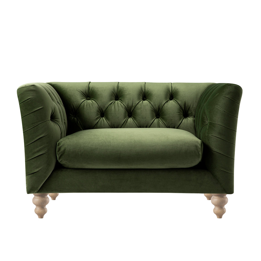 Ashby Chesterfield Loveseat, Fern Green Velvet - daals