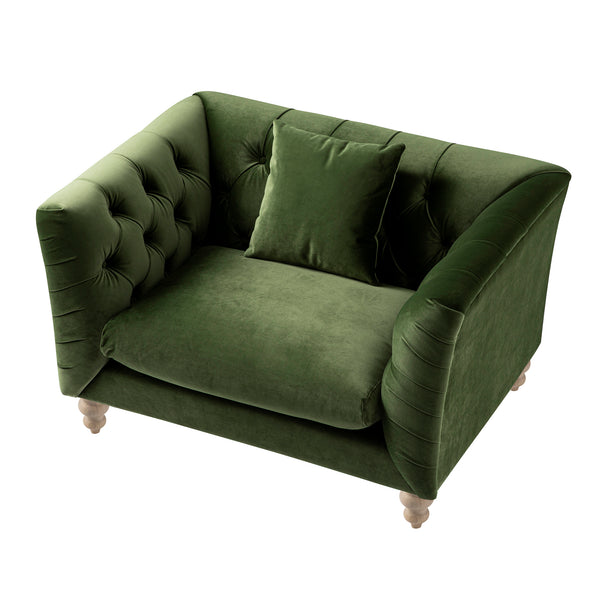 Ashby Chesterfield Loveseat, Fern Green Velvet