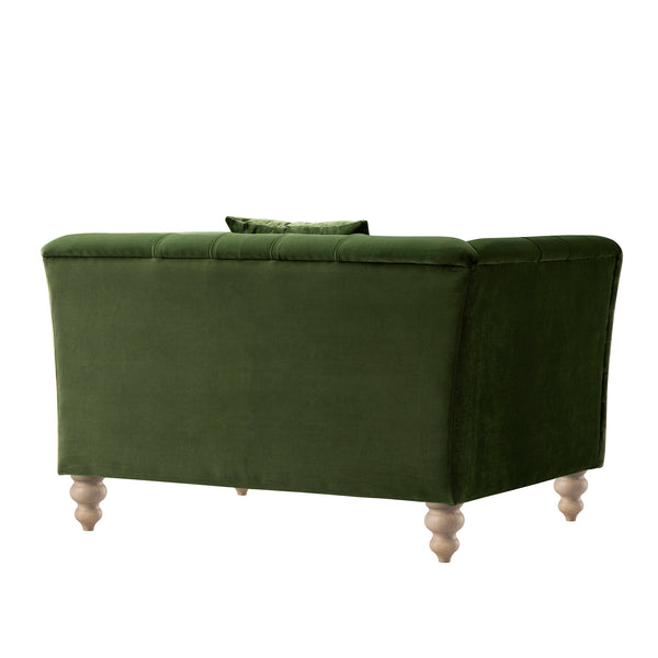 Ashby Chesterfield Loveseat, Fern Green Velvet