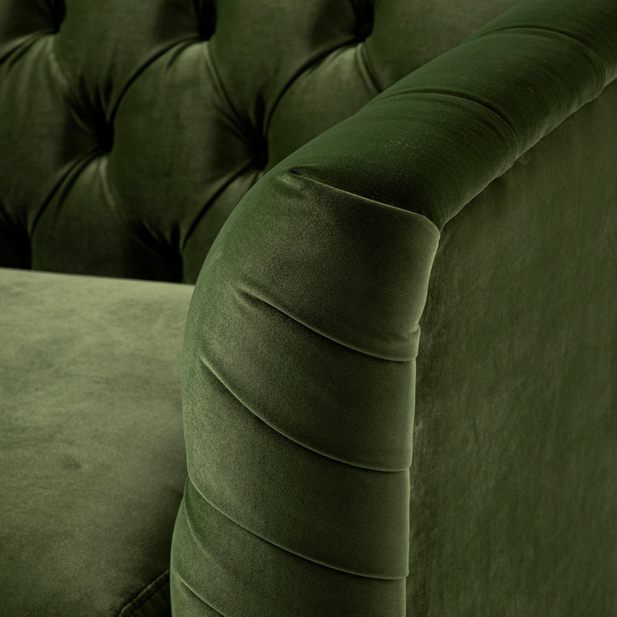 Ashby Chesterfield Loveseat, Fern Green Velvet - daals